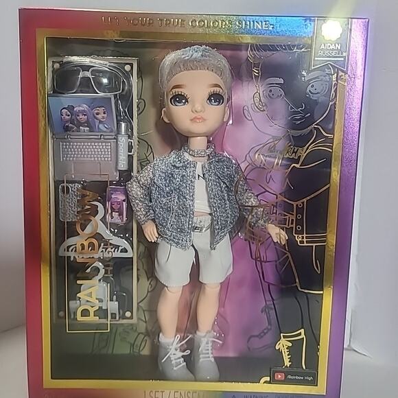Rainbow High Aidan Russell Purple Boy Fashion Doll Toy with Accessories Kids 6+ - Picture 1 of 6